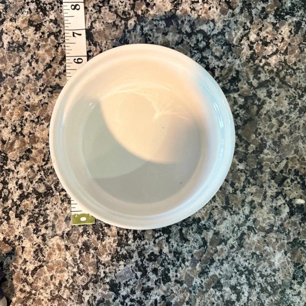 2 White Ceramic Fluted Ramekin Souffle Dish Round Stoneware Baking Cup 4.5 Inch
